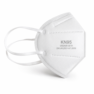 Mascarilla KN95 blanca desechable con doble elástico y clip nasal