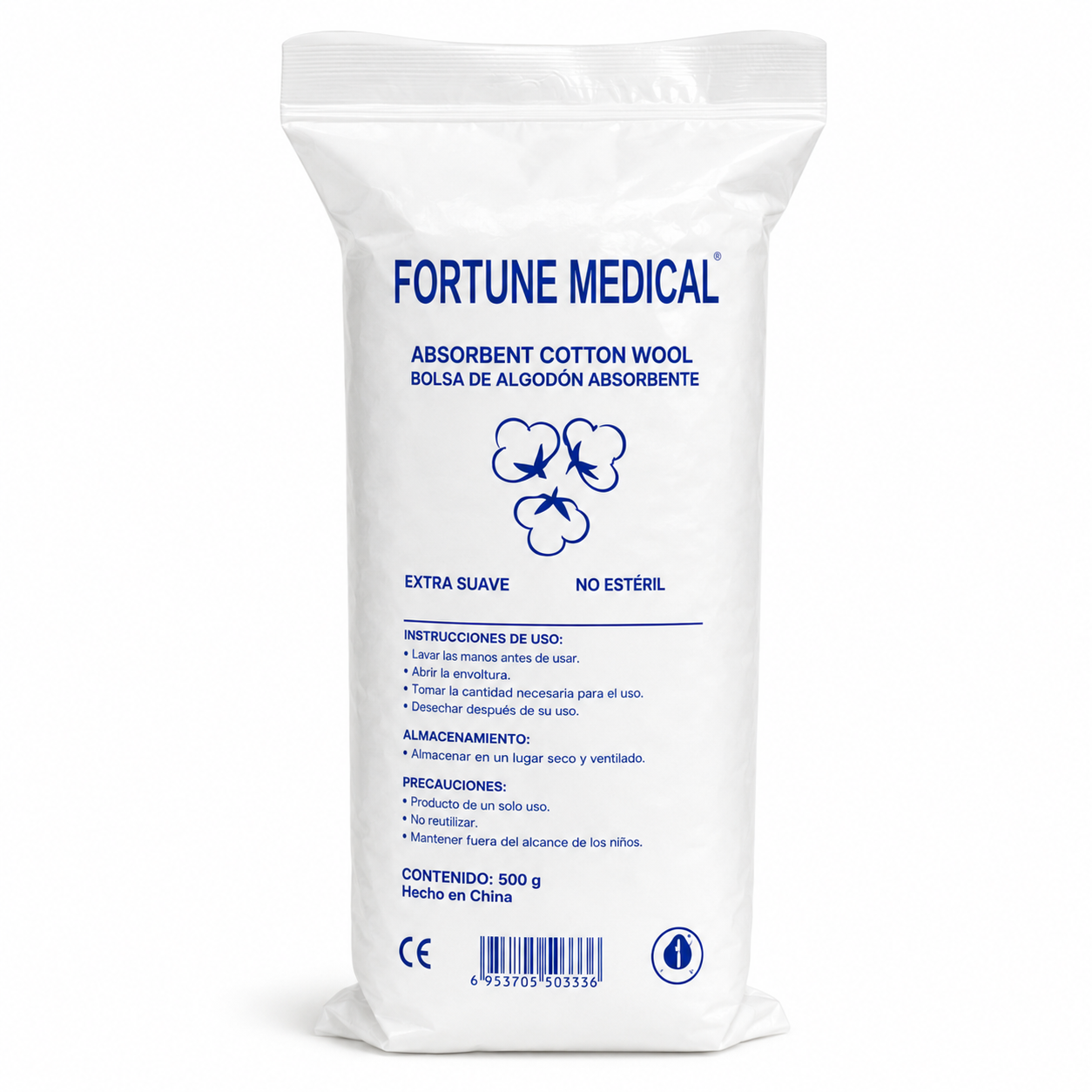 Algodón hidrófilo absorbente Fortune Medical de 500 gramos