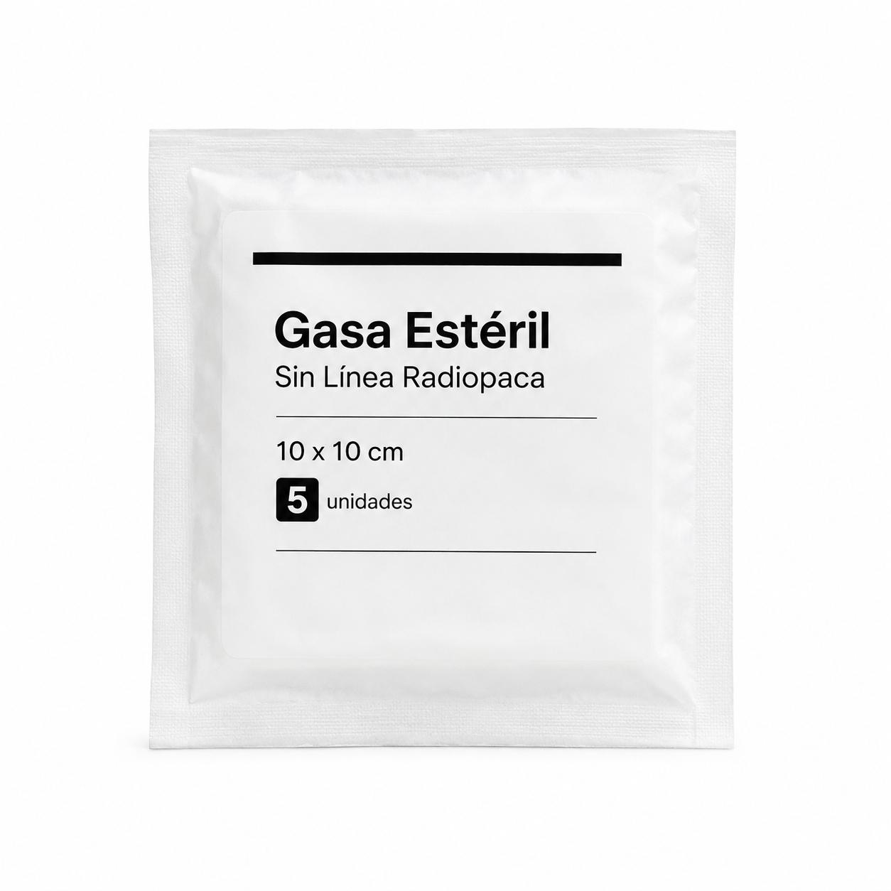 Gasa estéril sin línea radiopaca de 10 x 10 cm y 8 ply para curaciones