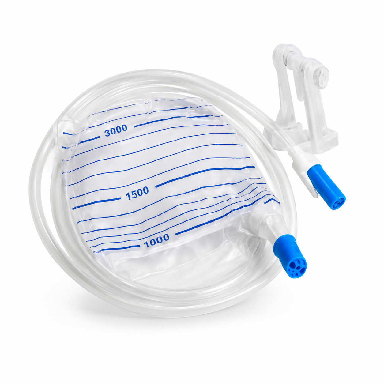 Bolsa recolectora de orina para adulto de 2000 mL con válvula antirreflujo y llave de paso