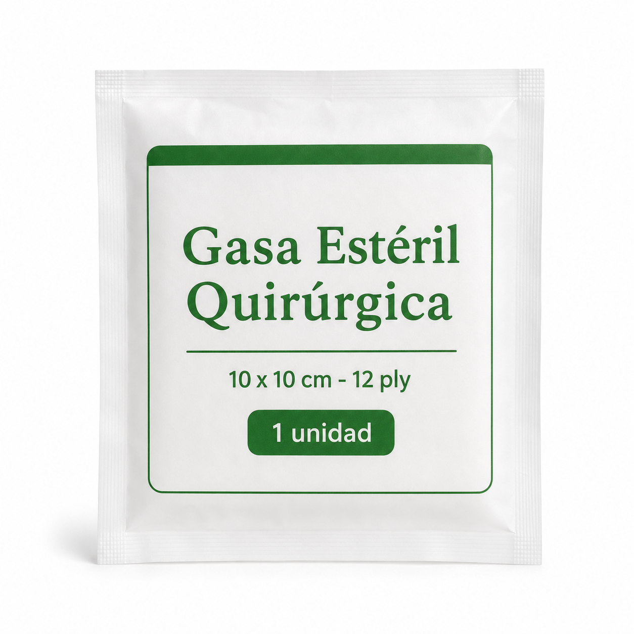 Gasa estéril en sobre de 10 x 10 cm y 12 ply para curaciones y protección de heridas
