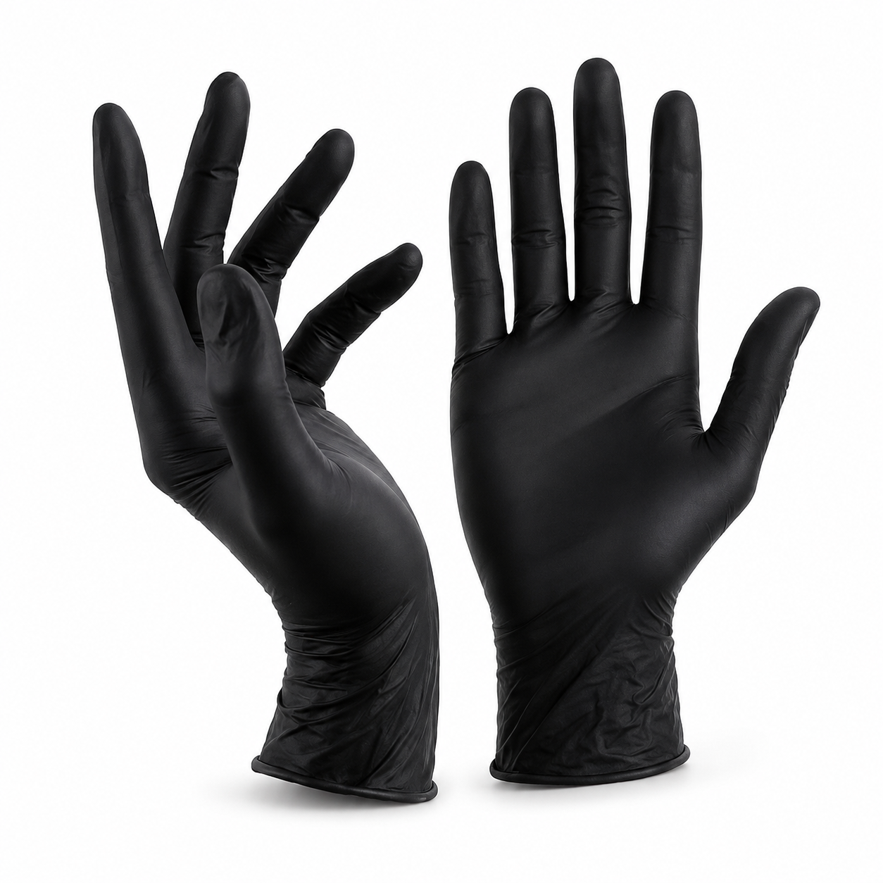 Guantes de nitrilo negro sin talco en caja de 100 unidades, tallas XS a L